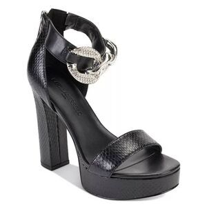 Karl Lagerfeld Paris Ankle Strap Embellished Black Size 7 Sandals NEW